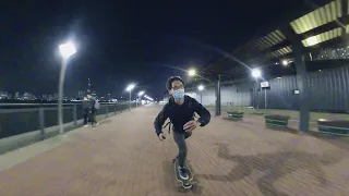 Night Carving with Landyachtz Drop Cat 33 /w 85mm Wheel 香港長板代步踩街 Hong Kong Cruiser Longboard