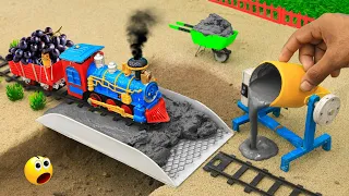 diy tractor making mini Concrete bridge | how the train runs | mini tractor , train |  @sanocreator