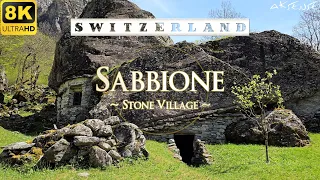 [ 8K ] SABBIONE,  Switzerland - A hidden medieval village | Walk Tour 8K UHD Video