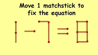 1-7=8 can you fix this equation | Match stick puzzle #121| Puzzles with Answer