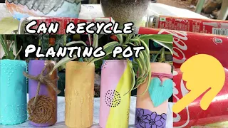 5 Creative Ideas From Cans Very Simple, recycling soft drinks tin into colorful plant pot table pot