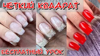 Nail correction with gel / Free lesson for a manicurist / How to make a square on your nails