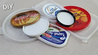 I turned a plastic lids into a masterpiece! Very useful item that costs nothing - Super recycle idea