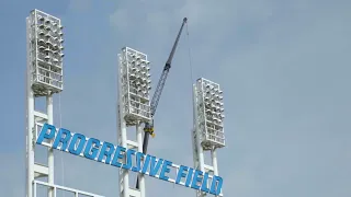 Progressive Field begins installation of Guardians scoreboard sign