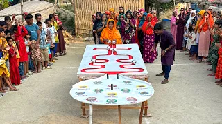 মজার খেলায় আকাবাকা রাস্তায় বল গড়িয়ে প্রয়োজনিয় উপহার জিতে নিলো গ্রামের দিদিরা। কে বেশি জিতলো দেখুন ?