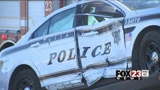 VIDEO: Officer injured in Tulsa crash