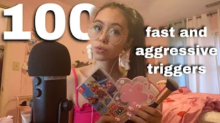 ASMR | 100 Fast and Aggressive Triggers: Salt & Pepper, Pay Attention, Hand Sounds, & More!! (100k!)