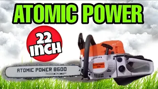 Unboxing Review Chainsaw 22" Laser -Atomic Power - TEST - Installation - SPEC.