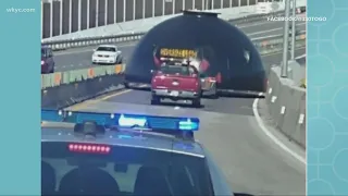 Mysterious dome-shaped object blocks traffic on I-76 West in Akron