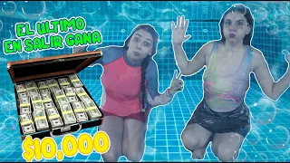 El ultimo salir GANA $10,000 gaby y gilda en la RETO EN LA PISCINA ALBERCA