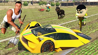 GTA 5: SHINCHAN AND FRANKLIN Found SECRET BURIED GOLD SUPERCAR in GTA 5! (GTA 5 mods)