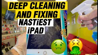DEEP CLEANING THE NASTIEST #ipad and case you’ve ever seen 🤢🤮 #asmr #gross #nasty #hair #roblox