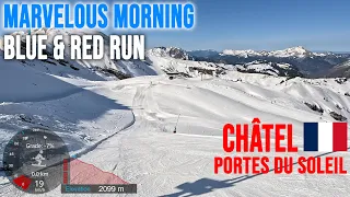 [4K] Skiing Châtel, Marvelous Morning - Blue and Red Run, Portes du Soleil France, GoPro HERO11