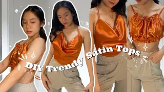 DIY TRENDY SATIN TOPS | Cowl Neck Top and Ruby Top (ft. Yna Cosmetics) | VILLAMOR TWINS