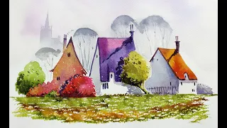 More Detailed cottages watercolour with close ups.