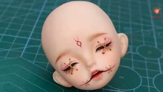 DIY | BJD Faceups stoties | Repainting Dolls | Doll Makeup | L54