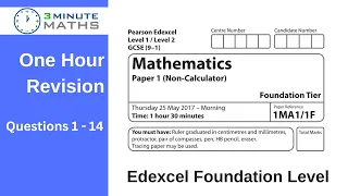 Revise 2023 Edexcel Foundation GCSE paper 1 non calculator - questions 1 - 14