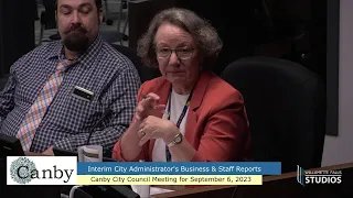 Canby City Council Work Session and Regular Meeting for September 6, 2023