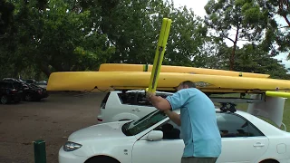 Hobie Tandem Island Car Roof Carrier and sailing Sydney Harbour