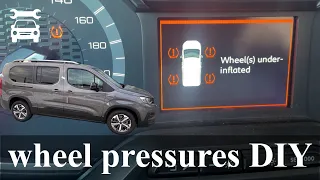 Wheel pressures - PEUGEOT RIFTER/CITROEN BERLINGO/OPEL COMBO/TOYOTA PROACE CITY VERSO/FIAT DOBLO