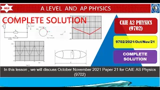 CIE A Level Physics Paper 2 -October November 2021 Paper 21-9702ON21P21-Detailed and Full Solution