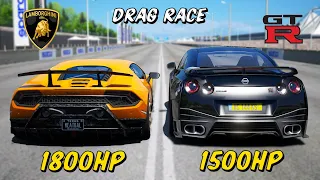Lamborghini Huracan vs Nissan GTR R35: DRAG RACE