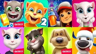 My Talking Tom vs My Talking Angela vs My Talking Hank vs Talking Tom Gold Run vs Subway Surfers