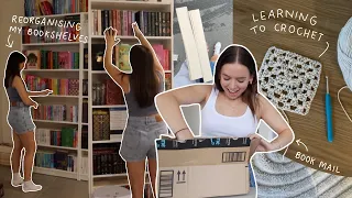 a cozy vlog 🌷🧺 crocheting, book shopping + reorganising my shelves