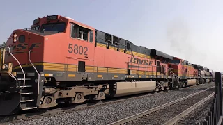 BNSF 5802 With MRL Rear Helpers Power A Mixed Freight @ Livingston, MT 4K