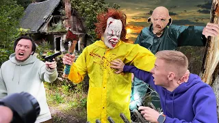 THE PSYCHO CLOWN FORCED US TO PASS THE TEST AND ATTACKED US WITH AN AXE. IS THE CRAZY FARMER BACK?