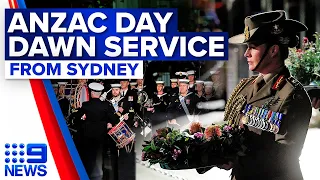 Anzac Day 2023: Sydney Dawn Service at The Cenotaph, Martin Place | 9 News Australia