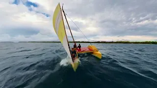 WAM Proa Sailing in Aur Atoll, Marshall Islands