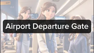 Improve Your English (Airport Departure Gate) Inquiring for Departure Time / English Skills