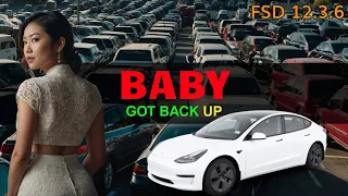 Tesla FSD v12 Baby Got Back Up? #tesla #fsd12 #autoparking