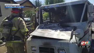 USPS mail delivery truck catches fire in Redmond during heat wave