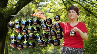 Giant Eggplant Harvest and different cooking in the village - How to store eggplant for the winter?