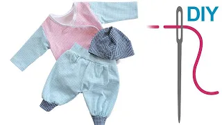 3 teiliges Baby Set für Frühchen nähen für Anfänger – DIY kostenloses Schnittmuster Gr. 32 - 50