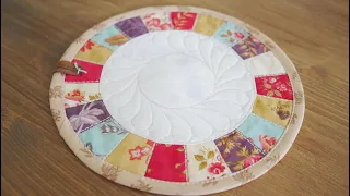 How to sew a round placemat. The whole procedure for patchwork beginners.