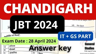 Chandigarh JBT 2024 | Answer Key| GS + COMPUTER Part | Exam Date: 28 April 2024