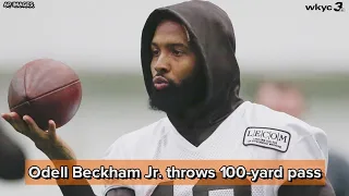Odell Beckham Jr. throws 100-yard pass, challenges Aaron Rodgers and Patrick Mahomes to throw off