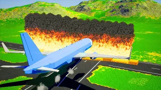 Lego Planes Fly In Giant FIREWALL! Lego Plane Crashes and Lego Airplanes Falls! (Brick Rigs) #147