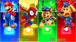 Super Mario 🆚 Spidey 🆚 PAW Patrol 🆚 Sheriff Labrador 🎶 Tiles Hop EDM Rush