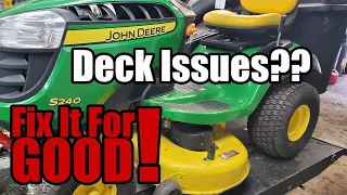 How To Repair Loud John Deere S240 Mower Deck Throwing Belts Or Cuts Uneven. Full Diagnosis & Repair