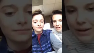 Original Millie Bobby brown live stream Noah schnapp gets stuck in a chair