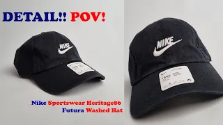 Detai Topi baseball ikonik NIKE l POV Nike Sportswear Heritage86 Futura Washed Hat