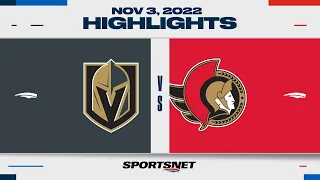 NHL Highlights | Golden Knights vs. Senators - November 3, 2022