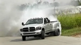 CRAZY Cummins Dually Truck Fishtail Burnout Video [EPIC Truck Brake Stand Gone Wild] 🎥