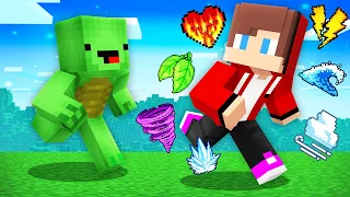 CUSTOM ELEMENTAL HEARTS Speedrunner vs Hunter : JJ vs Mikey in Minecraft Maizen!