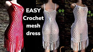 Easy Crochet mesh cover up dress tutorial