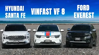 VinFast VF 8 vs Ford Everest vs Hyundai Santa Fe - Cuộc chiến SUV tầm giá 1,3 đến 1,5 tỷ |Autodaily